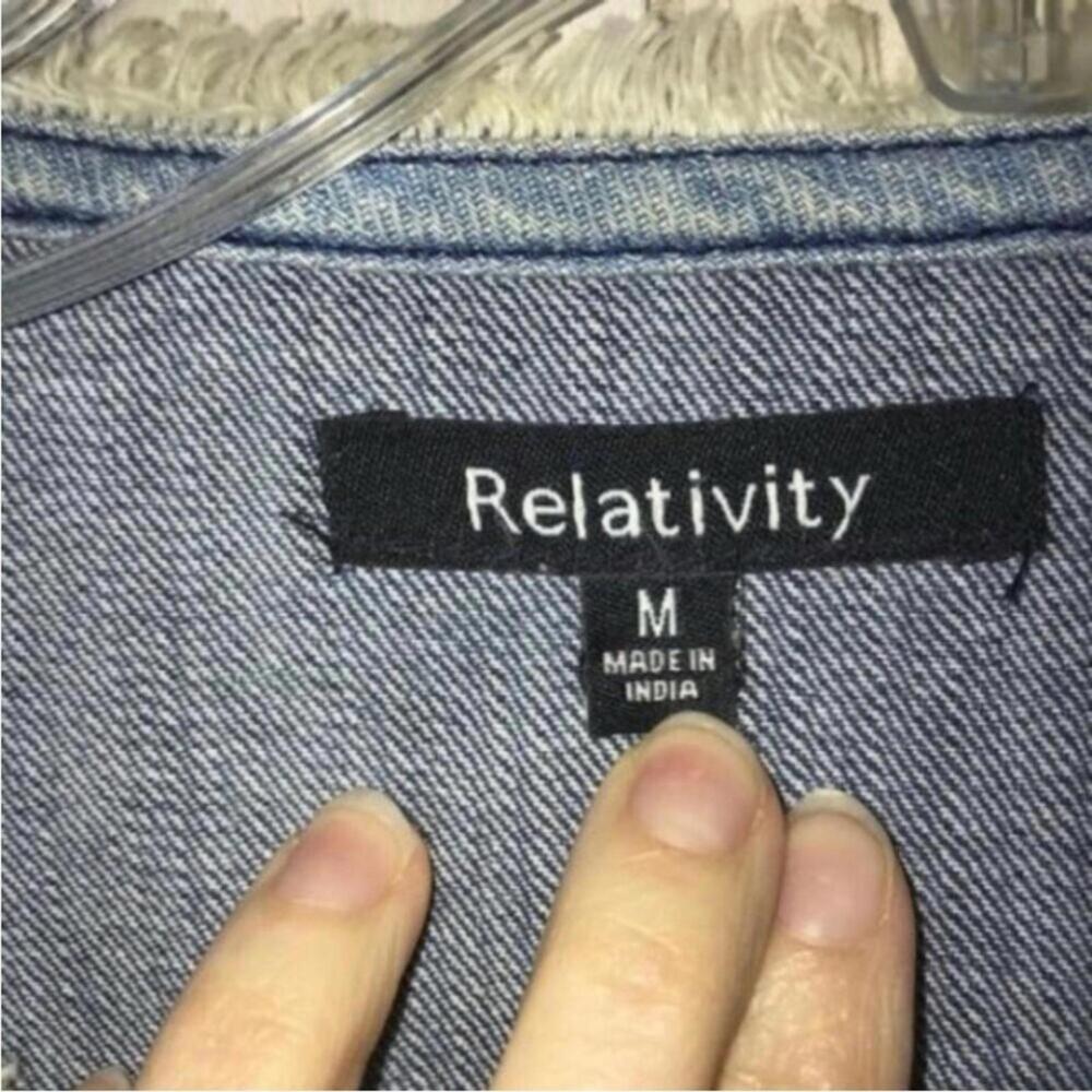 Relativity Beaded Rose Denim Patchwork Jean Jacket - image 4